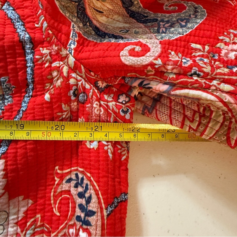 Talbots - Red Paisley Quilted Jacket Blazer - 100% Cotton - Size XL- Like New! - Picture 8 of 12